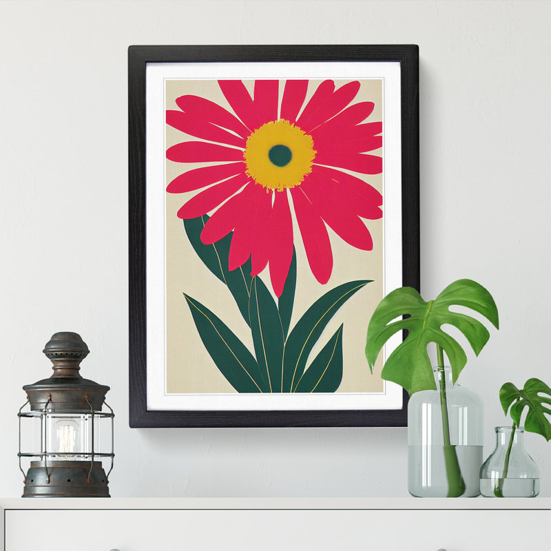 Daisy Flower Retro Vol.2 - Wall Art, Black, 46cm H x 34cm W x 2cm D