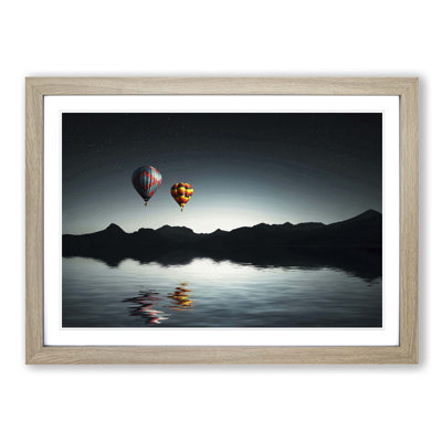 Landscape Lake Hot Air Balloon Framed Print