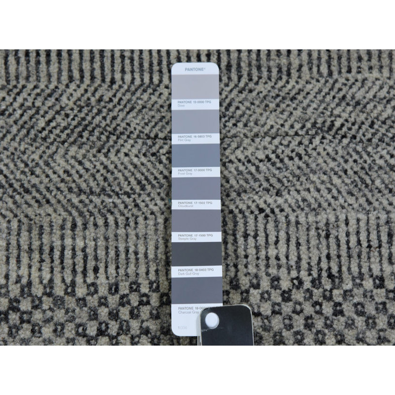 Tapis surdimensionné en laine noué à la main 14 pi x 18 pi 1 po gris nuage