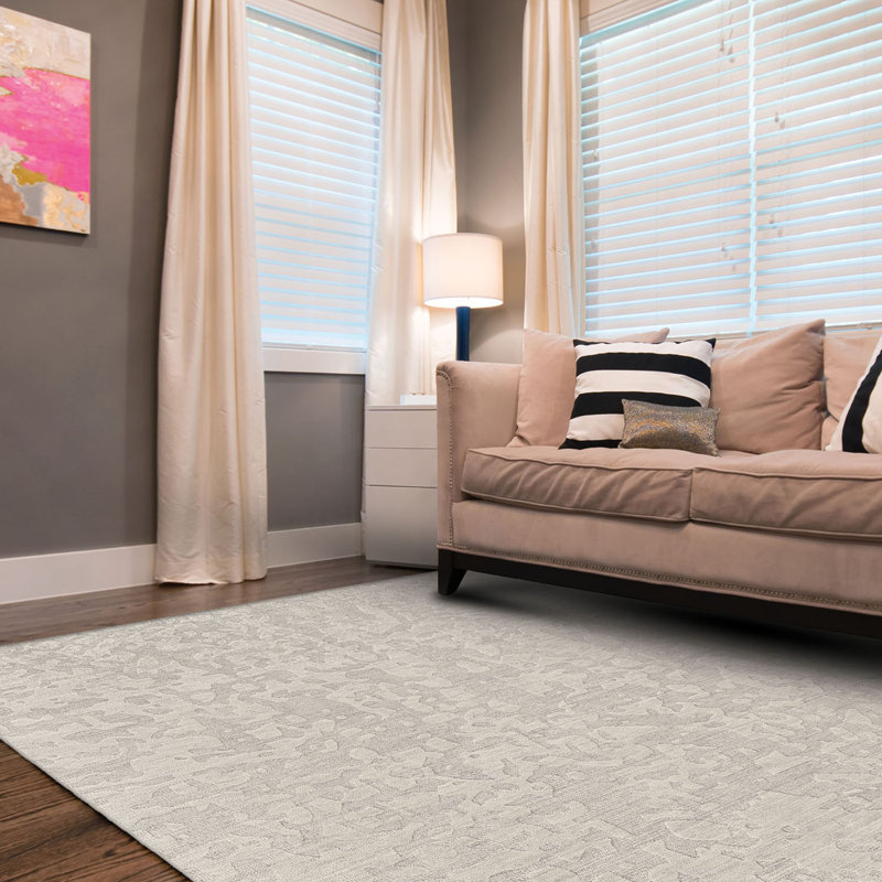 Ananya Abstract Area Rug in Silver, Rectangle 2' x 3'