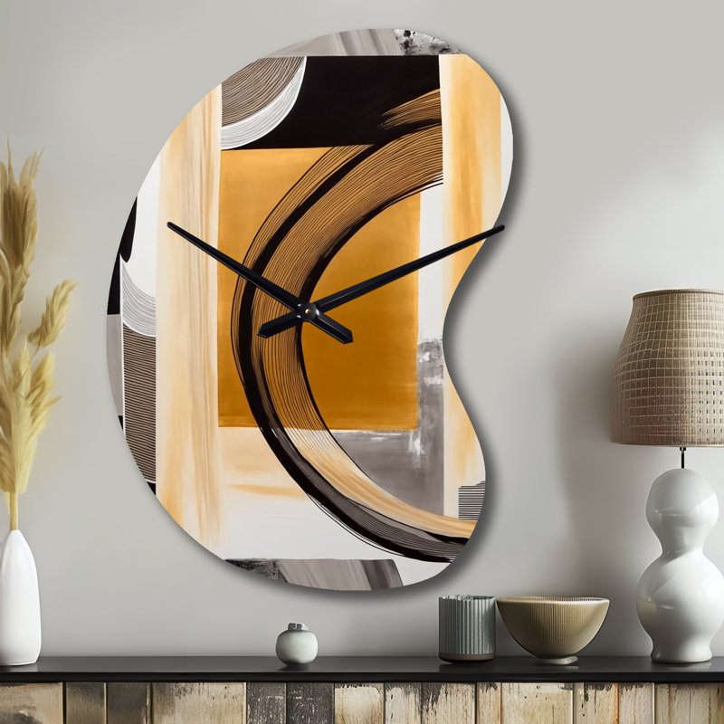 Glam Art Deco Abstract III - Grande sculpture en forme d'horloge murale noire, Grand