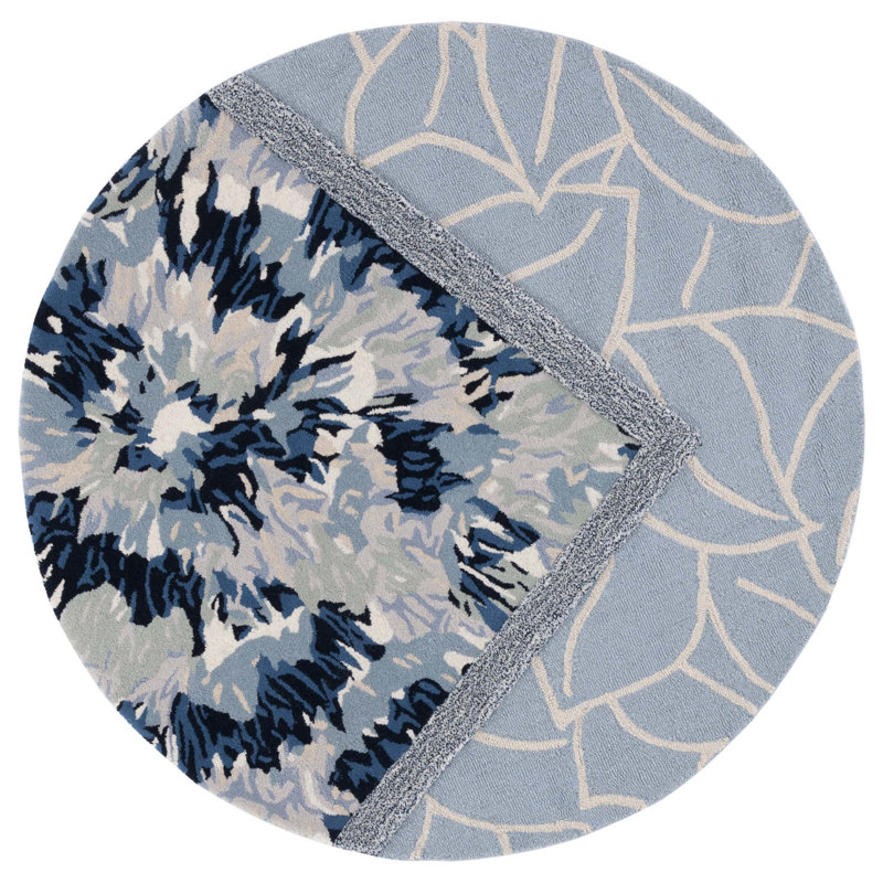 Fifth Avenue Hand Tufted New Zealand Wool Floral Rug, Round 5'