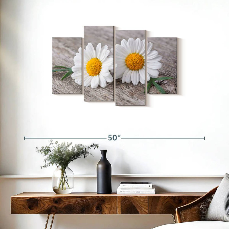 Deux fleurs de camomille Harnek, H 22 po x l 36 po