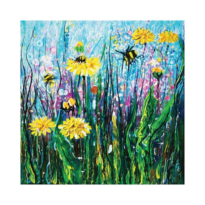 Summer Blooms 1 Piece Painting on Canvas, 66.04 cm H x 66.04 cm W x 1.91 cm D, Wrapped Canvas