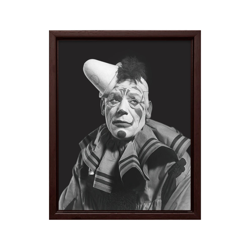 Clown effrayant, Canvas, H 12 po x l 16 po, Encadrement brun