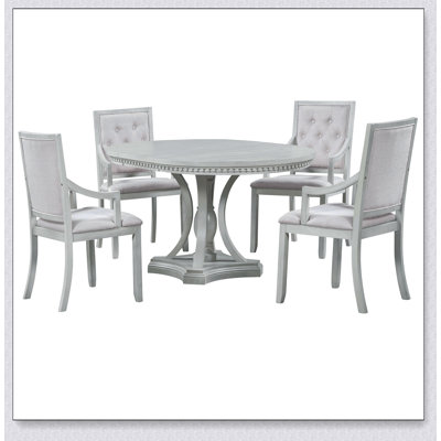 Bowlds Retro 5-piece Dining Set Extendable Round Table and 4 Chairs,Round Table Top with Leaf,dining table set,dining room set