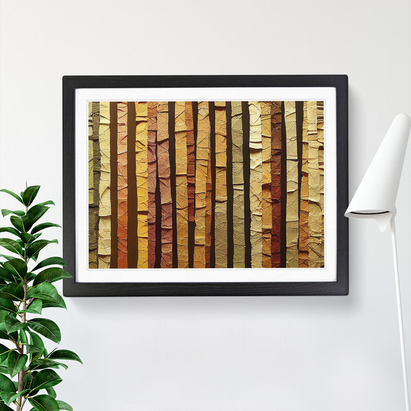 Summer Forest Torn Paper Abstract - Single Picture Frame Print, 46cm H x 64cm W x 2cm D, Black Framed
