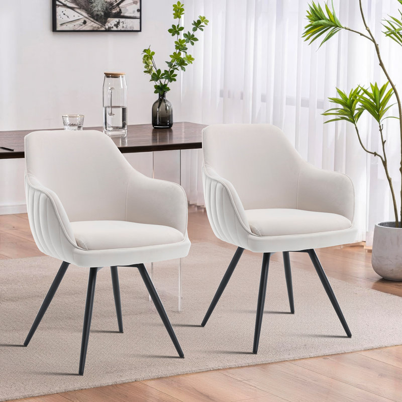 Prodell Velvet Swivel Accent Chair, White