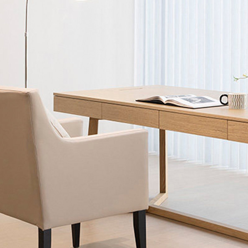Bureau moderne en bois massif élégant, H 29,52 po x l 86,61 po x P 33,46 po