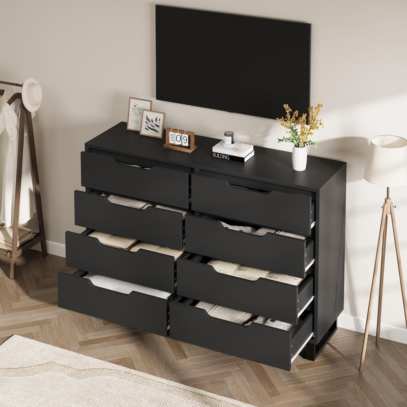 139.7cm W 8 - Drawer Chest of Drawers, Black