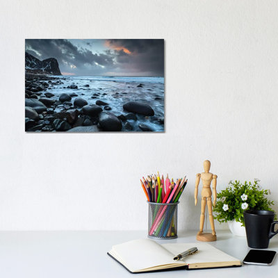 Norway, Lofoten, Unstad Beach III by Mikolaj Gospodarek - Wrapped Canvas Print