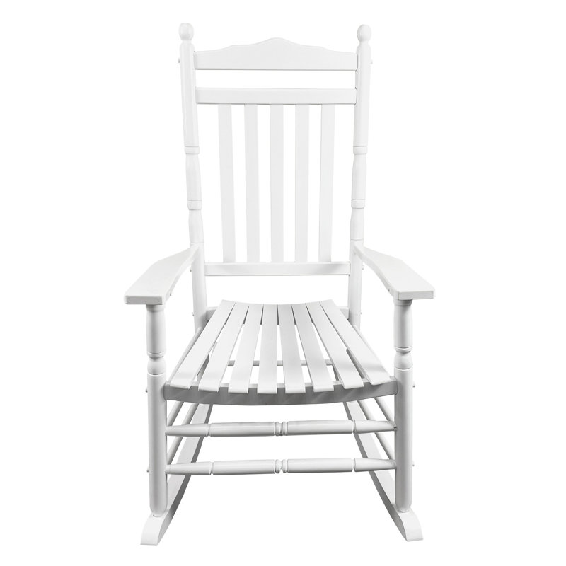 Balcony Porch Adult Rocking Chair - Solid Hardwood, Spacious Wide Seat & Armrest, Slatted Back Rest, Easy To Assemble, 280lbs Capacity In Generous And Secure Assembly Required, Load Limit