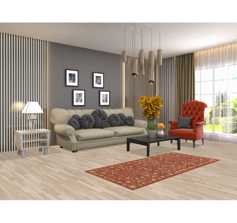 Tapis orange traditionnel en laine orange 3 x 6
