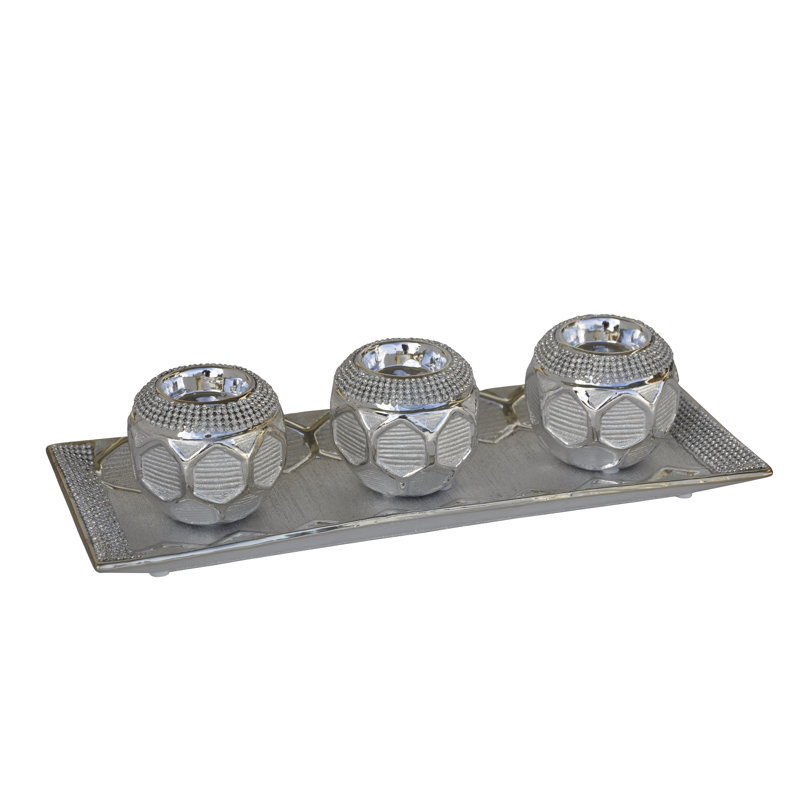 4 Piece Concrete / Cement Candelabra Set with Candle Included