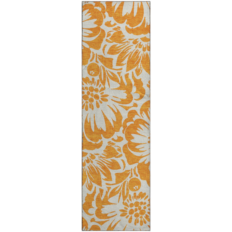 Premium Machine Washable Cerrito AMF551 Orange Rug, Runner 2'3" x 7'6"