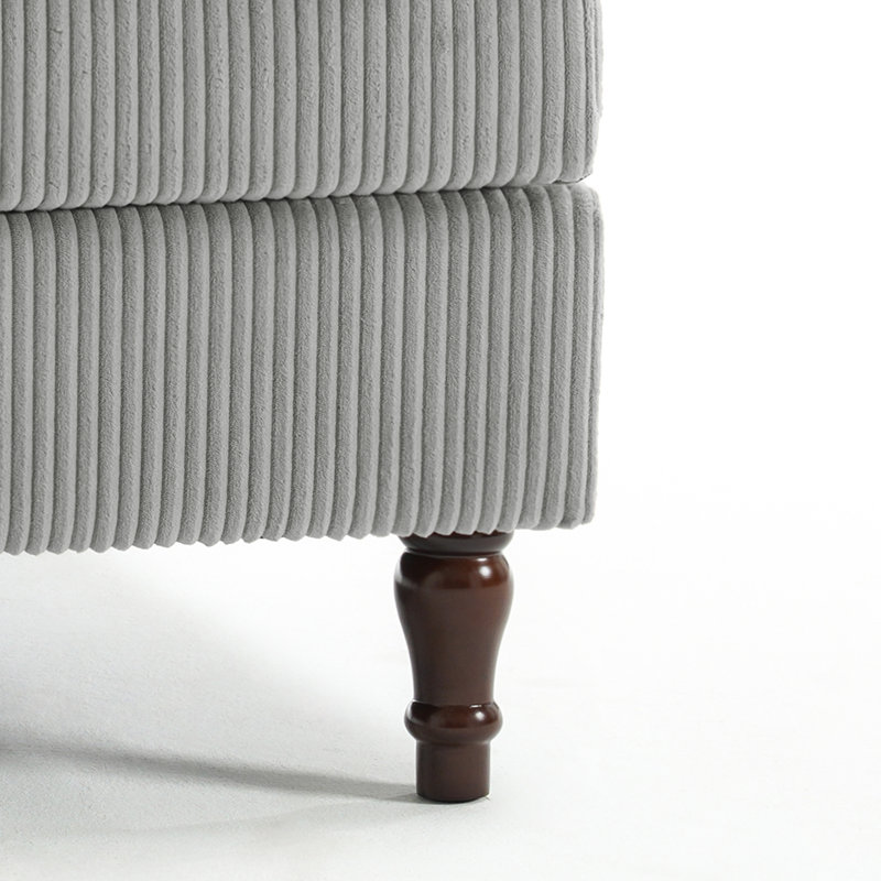 Upholstered Chaise Lounge, Light Grey