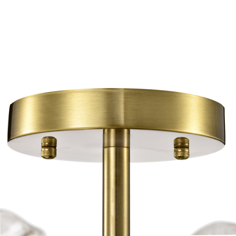 Isamary 5-light Brushed Shiny Brass Leaf-shaped Glass Crystal Flush Mount