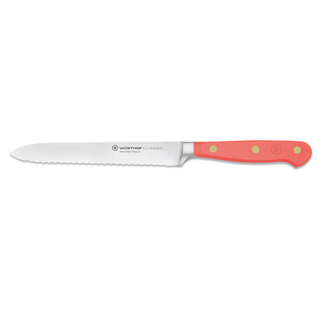 WÜSTHOF German Classic Color Coral Peach 5" Serrated Utility Knife WÜSTHOF