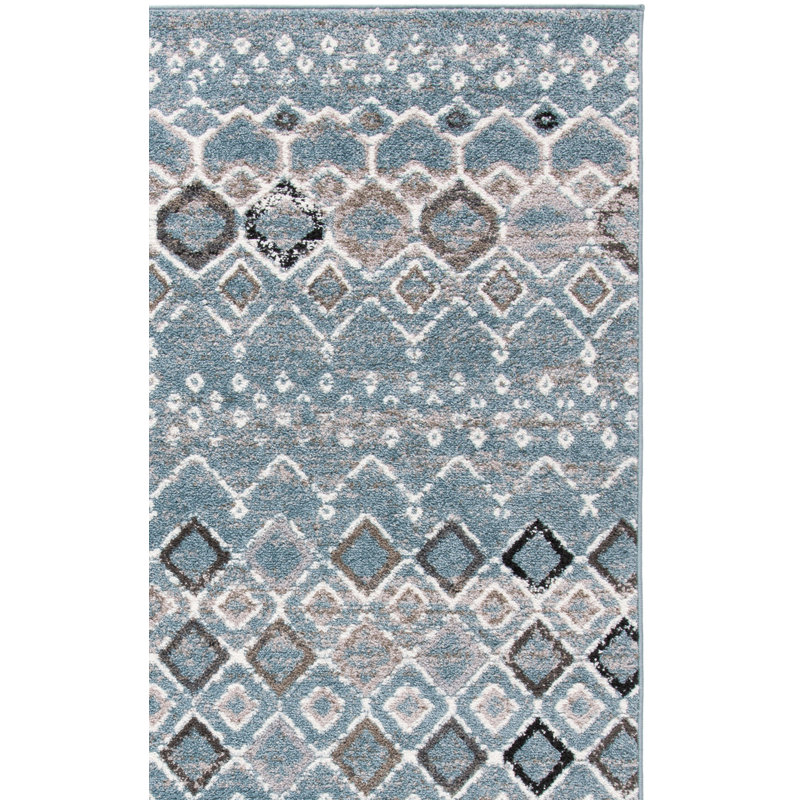 Aird Performance Southwestern Rug, Square 6'7", Blue/Ivory