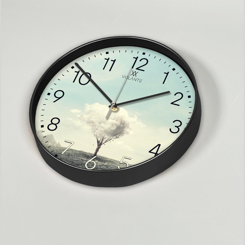 Cobleskill Elegant Decorative Wall Clock, 12 in Diameter, 1.8 in Thick | 100% Plastic Frame, Real Glass Cover | Perfect for Home Décor, Living Room, and Office | Stylish Timepiece with Modern Design