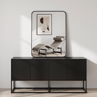 Miroir mural 24 po x 36 po avec cadre en métal noir pour salle de bain, alliage d'aluminium moderne, verre HD, incassable