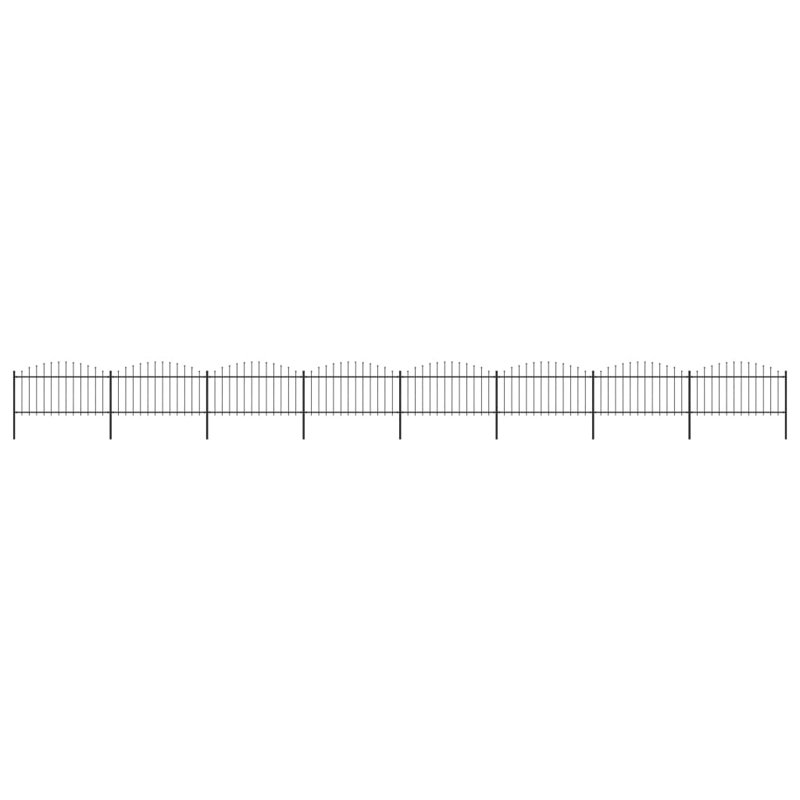 Beeston Black Metal Fence Panels, 59.1cm H x 535.43cm W x 1.96cm D