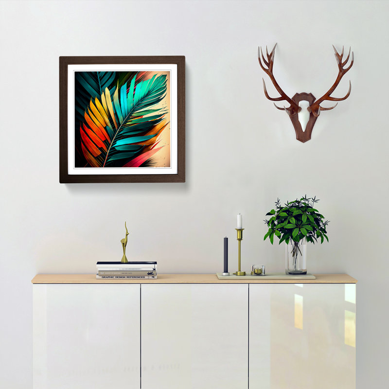 Palm Leaf Colour Field Painting - Framed Print, Walnut