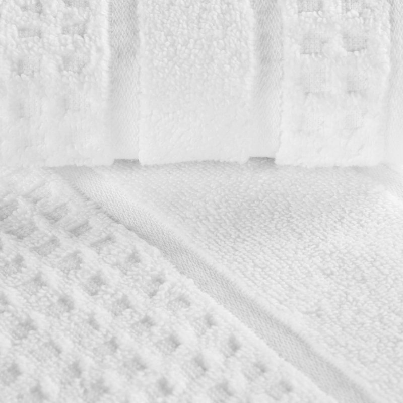  Zero-Twist Cotton Bath Towel Set - Honeycomb Waffle Texture - Quick-Dry, White