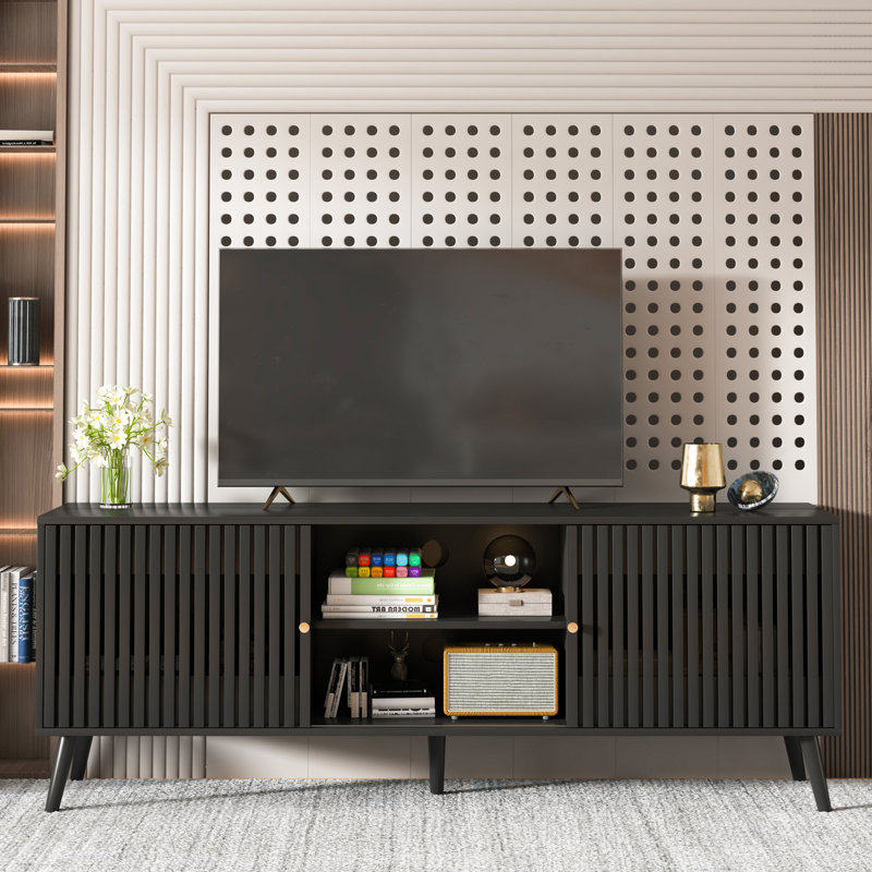 Honoria Media Consoles Tv Stand For Tvs Up To 70", Black