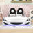 Katerinne Twin Size Platform Bed Stylish Racecar Design with LED Lights, Upholstered Backrest-2128992905