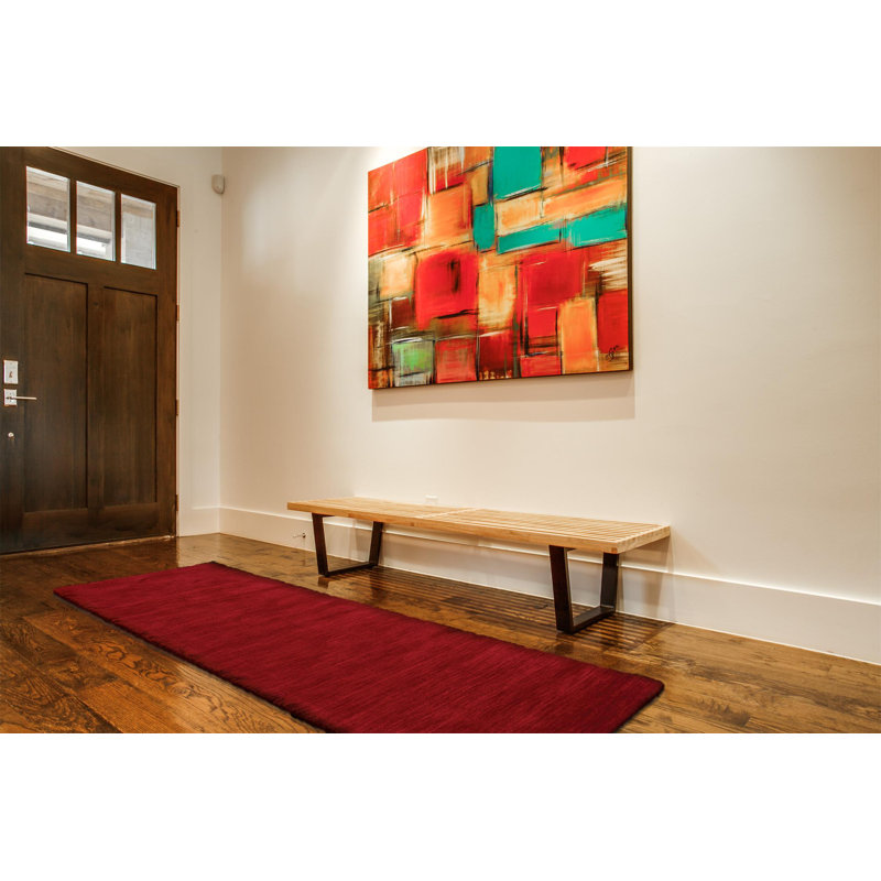 Tapis rouge en laine Yarel, Tapis de couloir 2 pi 6 po x 8 pi
