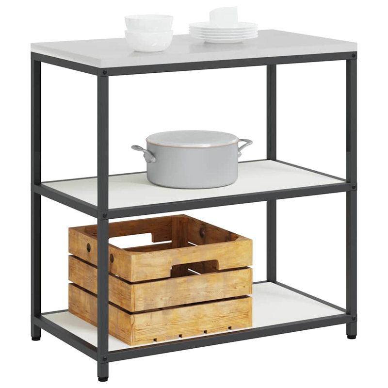  Kitchen Storage Shelf With Shelf With Storage Olive Green Steel, White