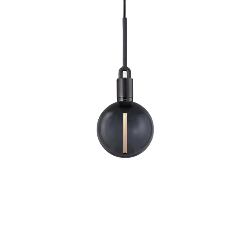 Luminaire suspendu fourche / globe / moyen, Bronze industriel / fumé