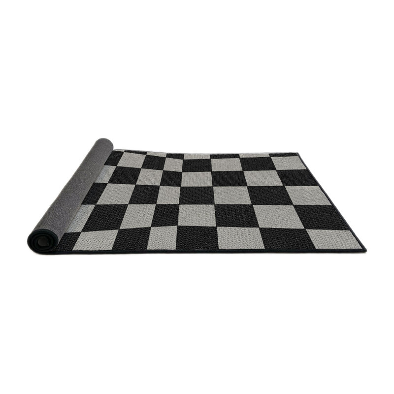 Tapis noir/gris à motifs, Rond 7 pi