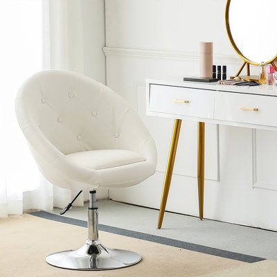 Latasha Faux Leather Swivel Barrel Chair