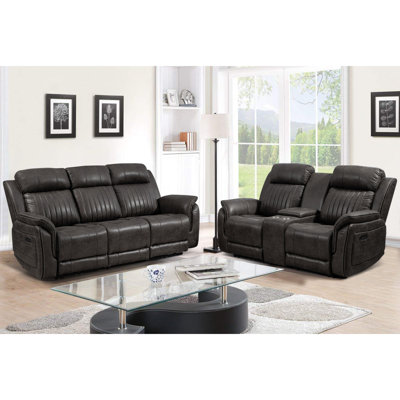 Zero Gravity Power Reclining Living Room Set With Adjustable Headrests, Drop-down Table & Console (3-seater + 2-seater)