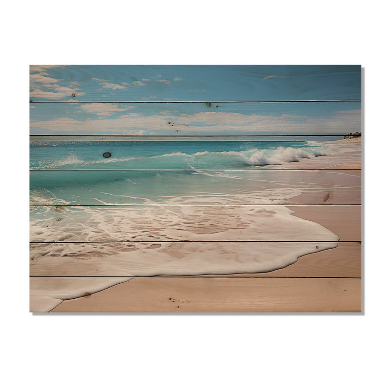 «Oceanic Beach Harmony» - art mural en bois côtier sur bois de pin naturel, H 30 po x l 40 po