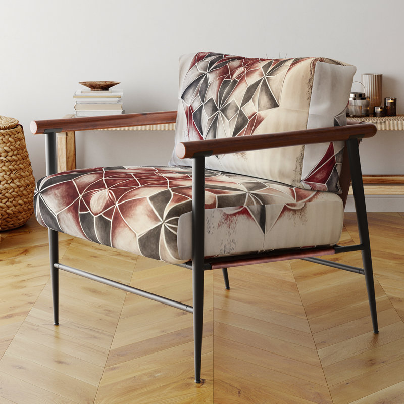 Cyress - Fauteuil rembourré à motif géométrique abstrait, Noir, noir, noir, noir