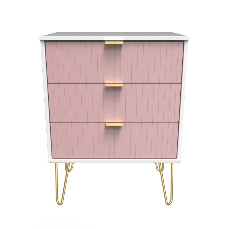 Beranda 3 Drawer Chest (Ready Assembled), Kobe Pink/White