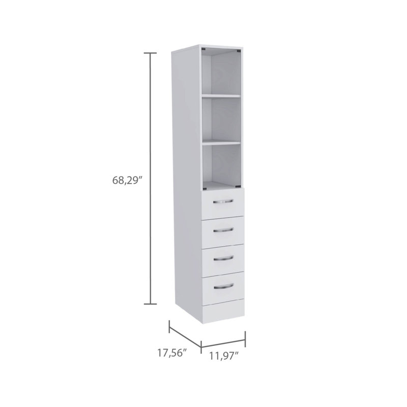 Armoire à linge blanche à 3 tiroirs et 3 tablettes