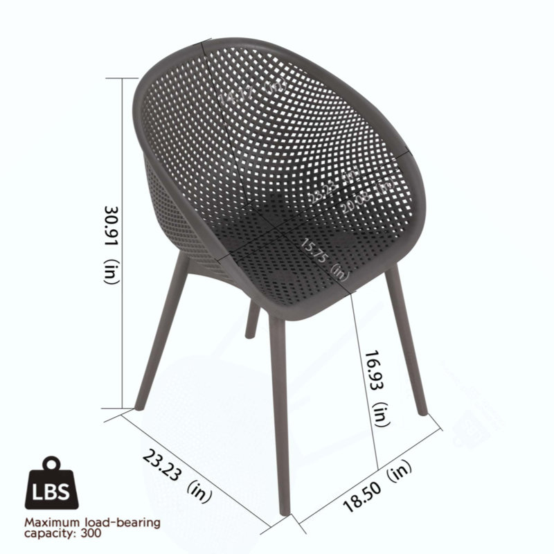 2-Pack Modern Lounge Chairs – Indoor/Outdoor All-Weather PP Plastic With Modern Folding Indoor/Outdoor  Multi-Functional Square Table- PP Tabletop With Metal Legs