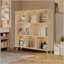 Armoire de rangement en bois de pin à 8 compartiments, organisateur à tablettes fixes pour livres / jouets / décoration intérieure, bibliothèque en bois moderne, armoire à compartiments multiples pour la maison / le bureau