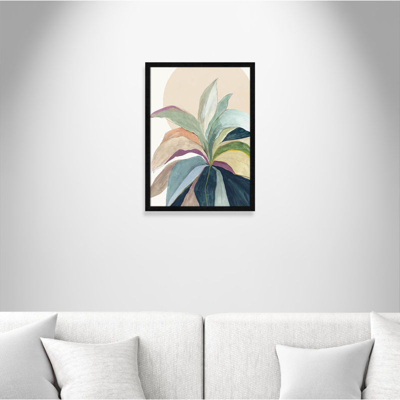 " Sunny Bright Leaves II " by Asia Jensen, 23" H x 17" W x 0.75" D, Black Slim Unmatted Picture Framed