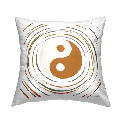 Spiritual Yin Yang Symbol Shape Printed Throw Pillow Design By Martina Pavlova