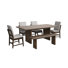 Brien 6PC Standard Height Dining Set in Brown-Table, Four Fabric Chairs & Bench