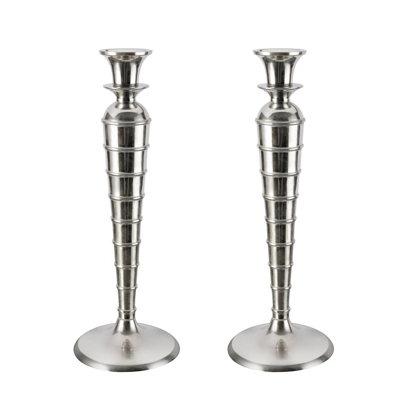 Nickel Aluminum Tall Tabletop Candlestick Set