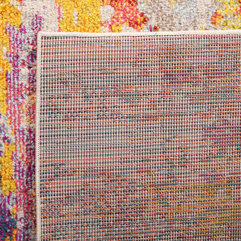Felty Abstract Beige Area Rug, Round 6'7"
