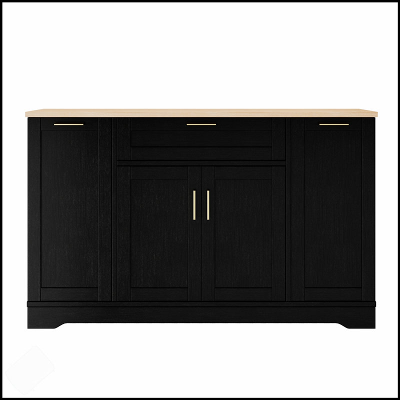 Multi-Functional Storage Sideboard With Extendable Dining Table, Adjustable Shelves, And 3-Tier Pull-Out Rack For Versatile Kitchen And Dining Room Use