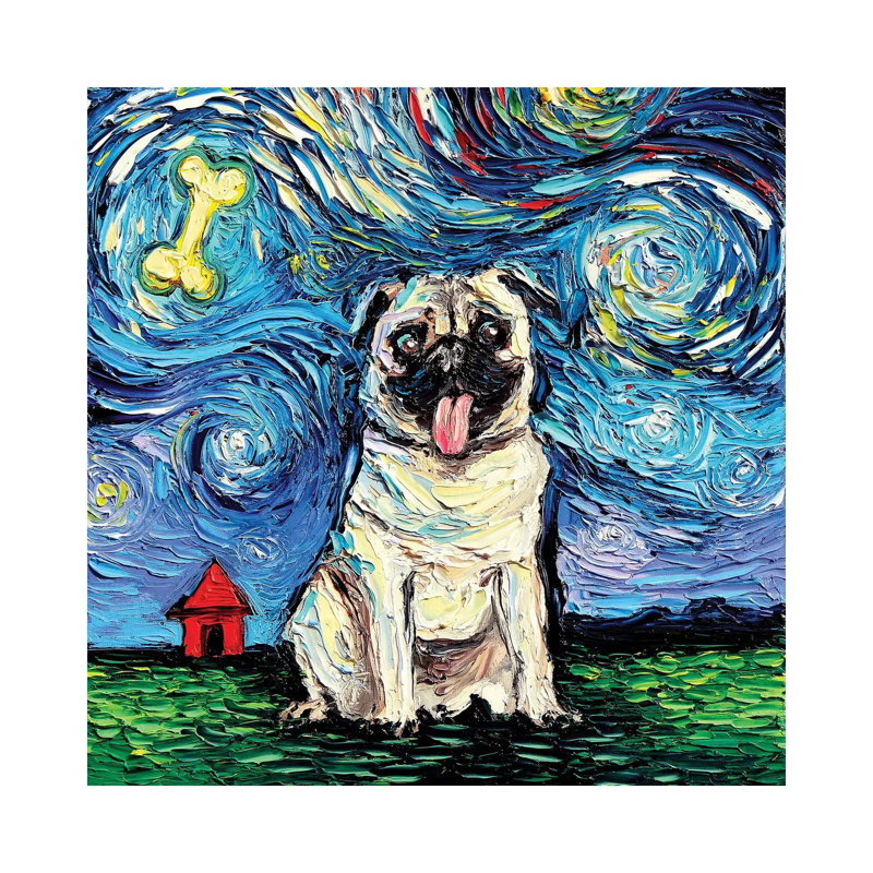 Starry Pug by Aja Trier - Wrapped Canvas Print, 45.72 cm H x 45.72 cm W x 3.175 cm D