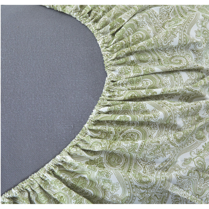 Sateen Paisley Sheet Set, King, Fern Green